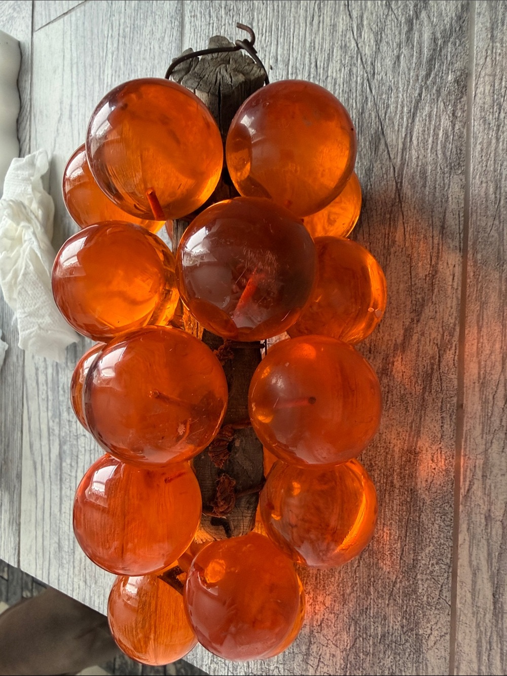 Vintage Collectable Orange Lucite Grape Cluster Decorative Accent - Picture 4 of 5